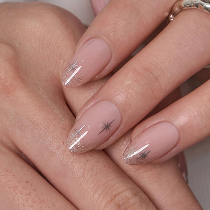 Blush Gleam S Almond short almond press-on nails