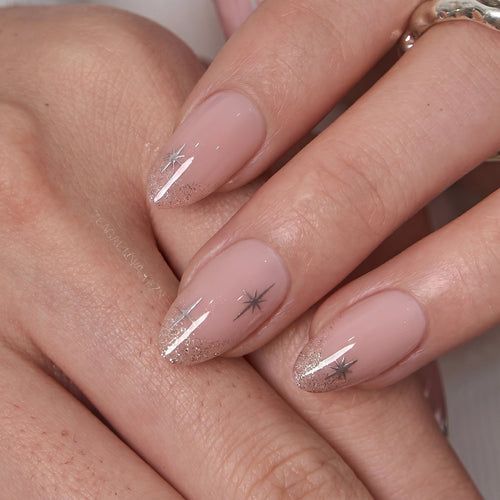 Blush Gleam S Almond short almond press-on nails
