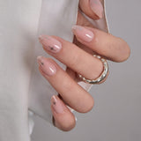 Blush Gleam S Almond short almond press-on nails