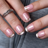 Blush Glitz short squoval nail detail