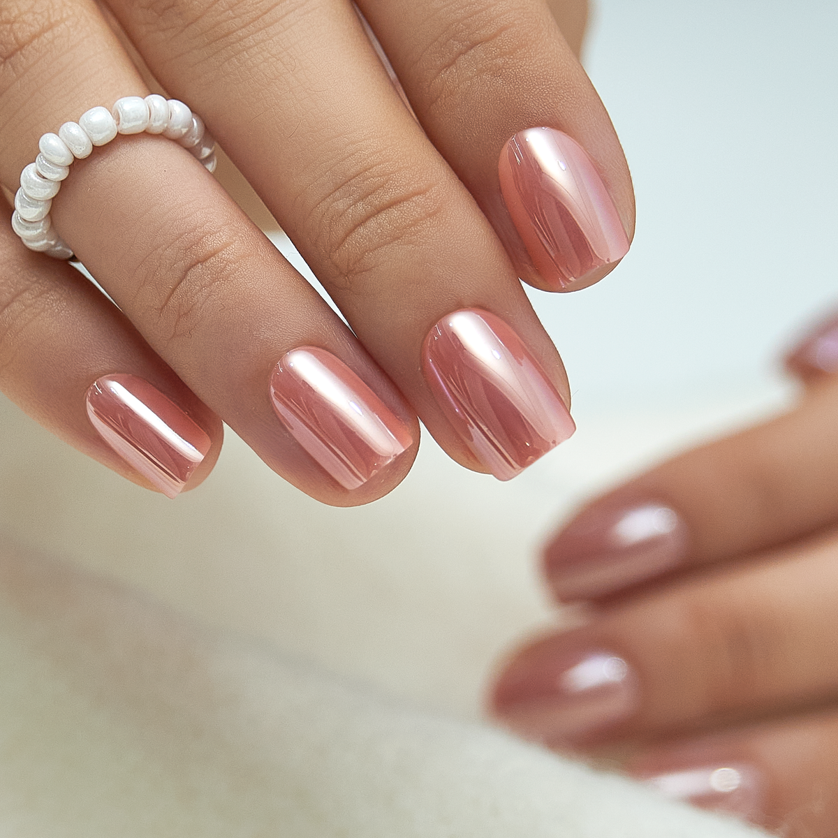 Blush Glossy short squoval press-on nail set with accessories