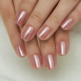 Blush Glossy short squoval press-on nails from the side