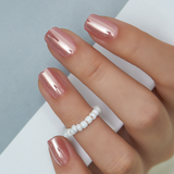 Blush Glossy short squoval press-on nail size guide