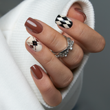 Blush Leopard short squoval nail detail