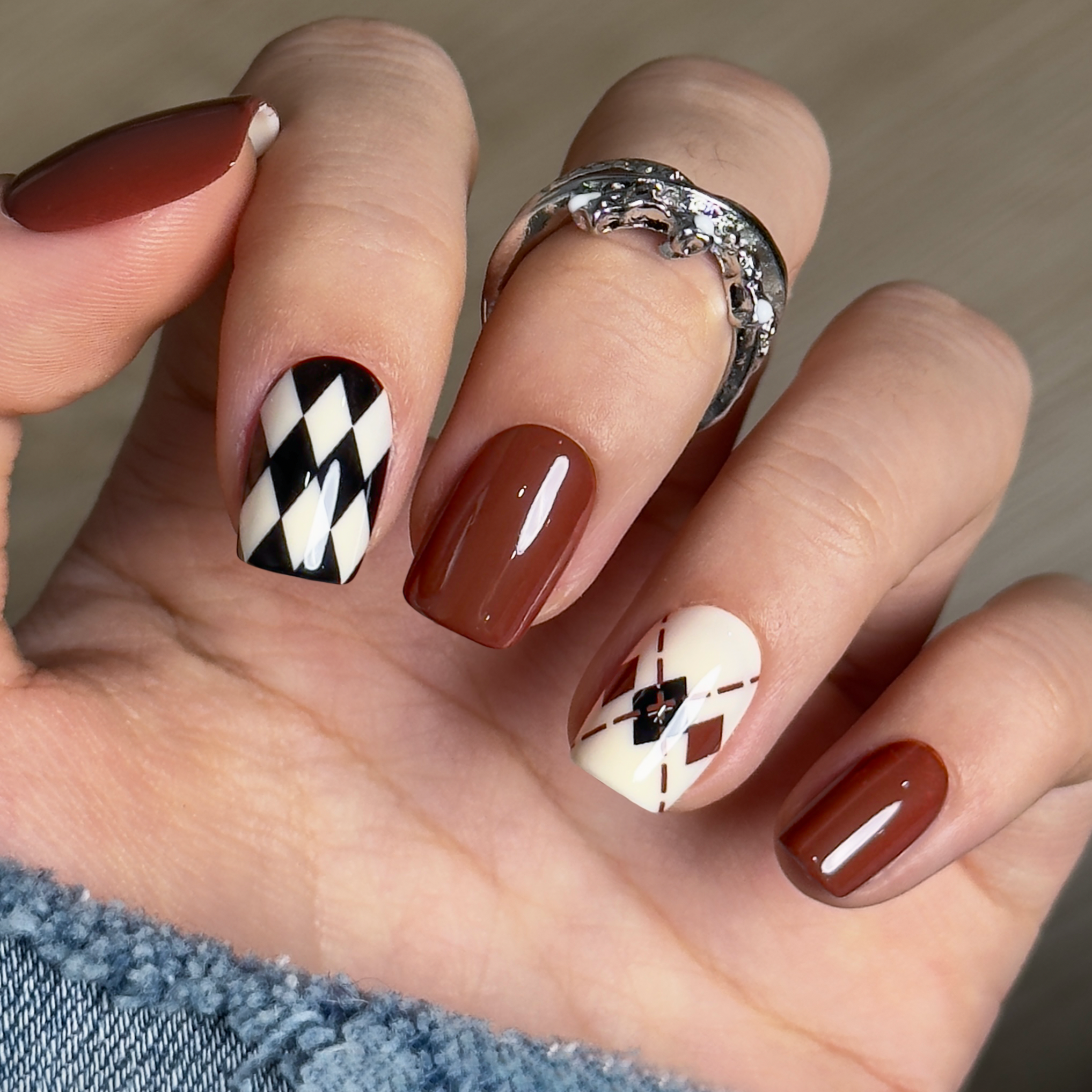 Blush Leopard short squoval press-on nails