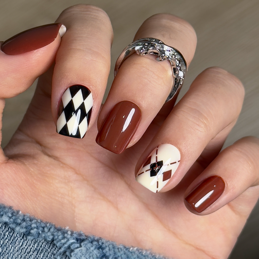 Blush Leopard short squoval press-on nails