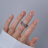 Blush Satin S Squoval short squoval press-on nails