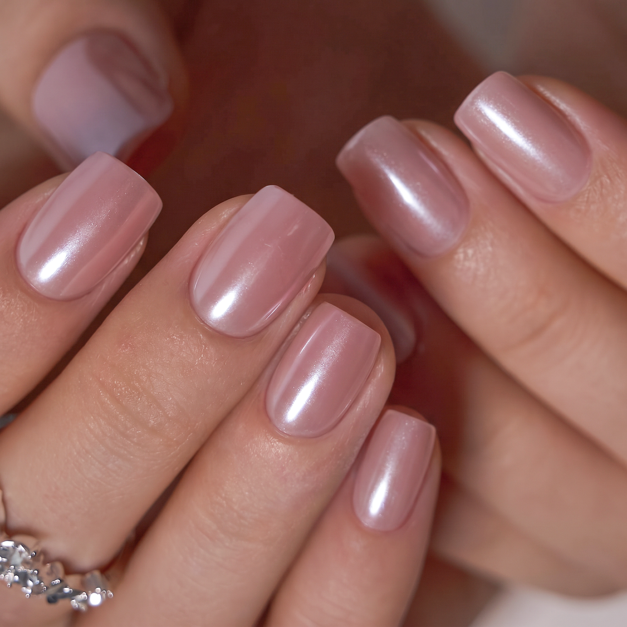Blush Serenity S Squoval short squoval press-on nails