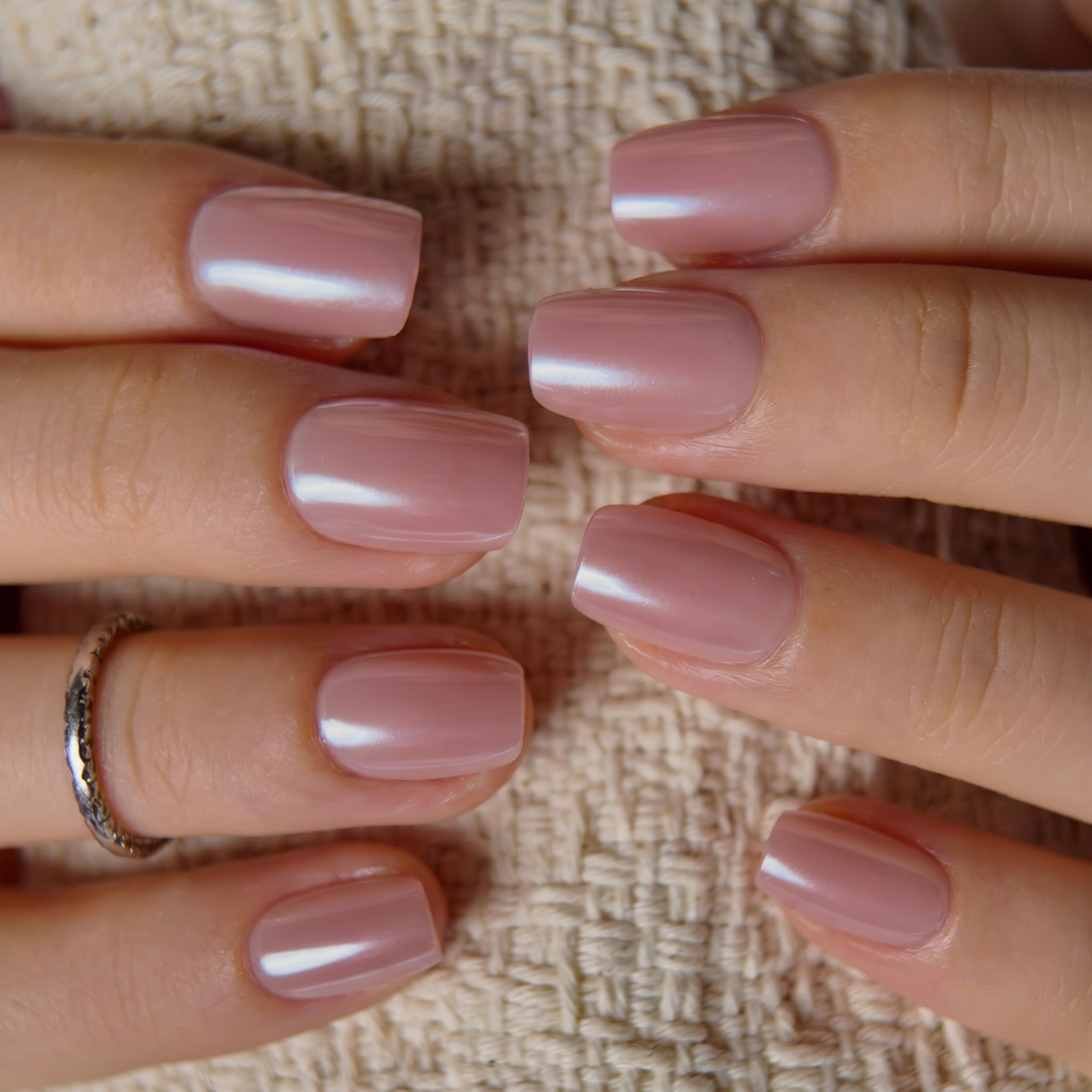 Blush Serenity S Squoval short squoval press-on nails