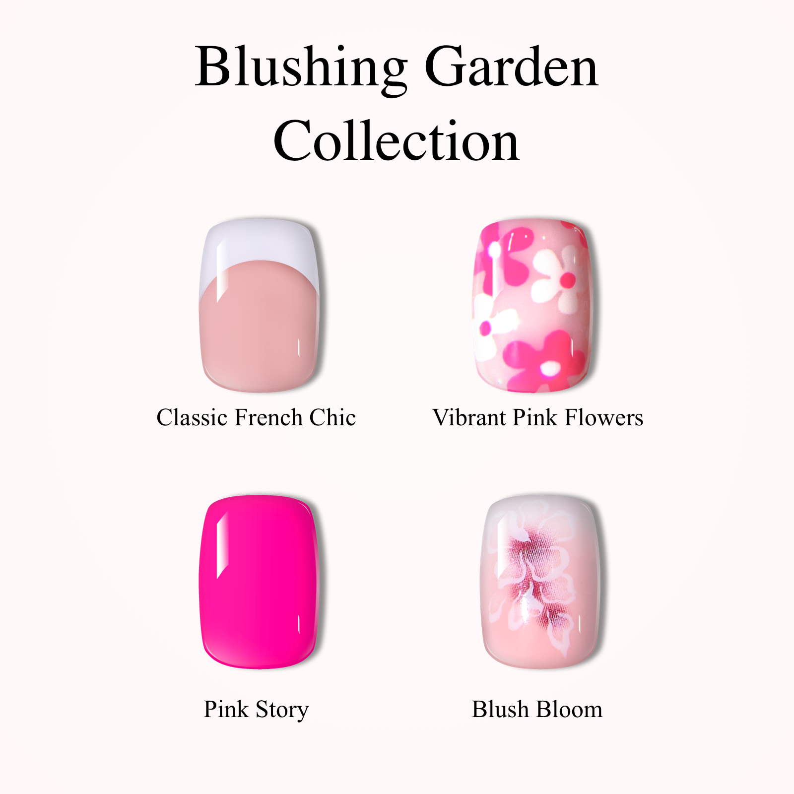 Blushing Garden Collection-Short Squoval short squoval press-on nails