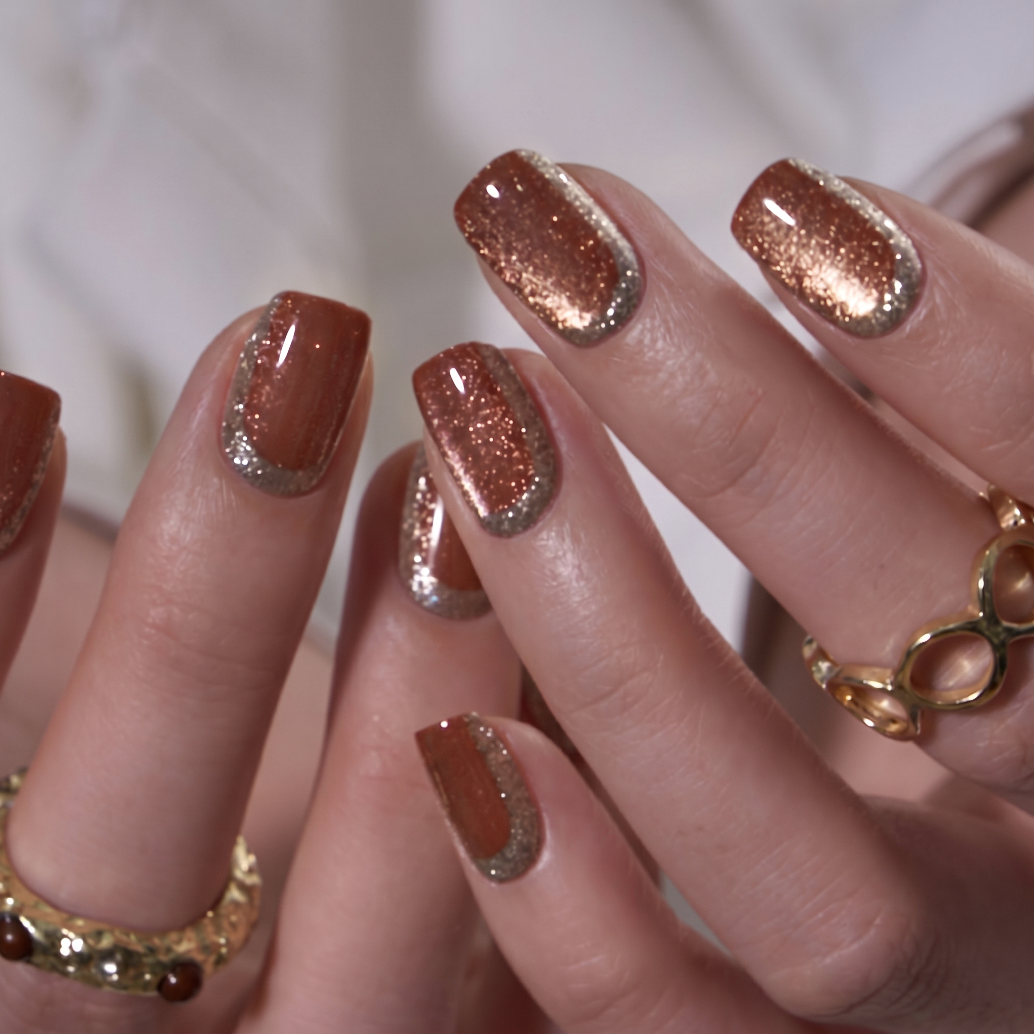 Bronze Allure M Squoval medium squoval press-on nails
