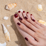 Burgundy Toe squoval Toenails Kit press-on nail set with accessories