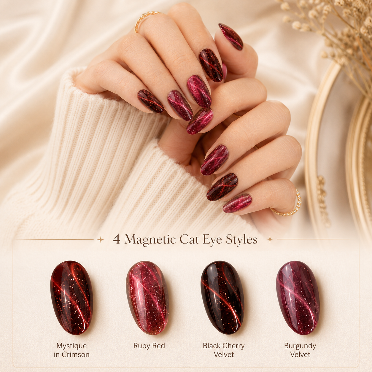 Velvet Crimson Cat Eye Set – 4 Styles
