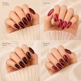 Red Oval press-on nails by Lirenail - side view