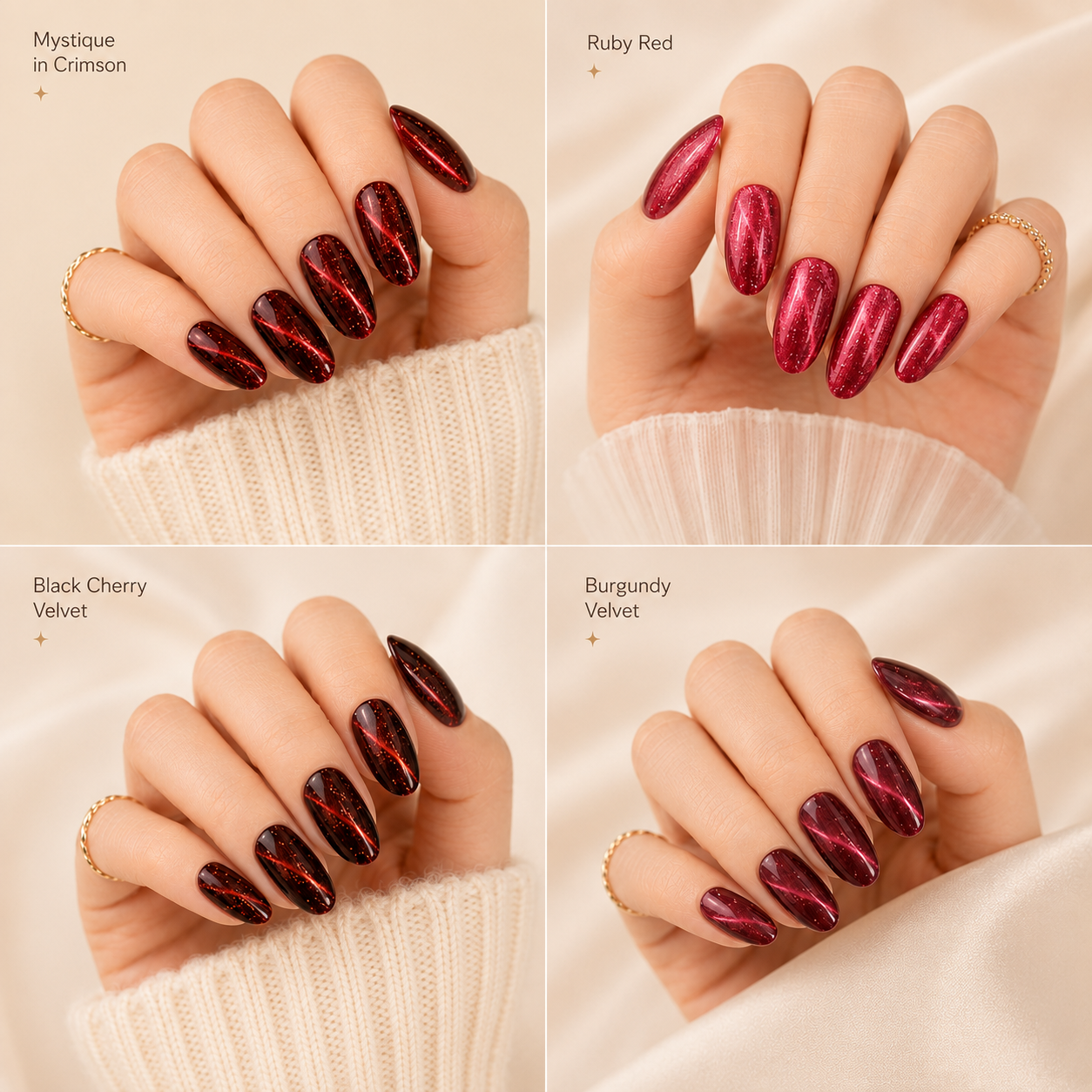 Red Oval press-on nails by Lirenail - side view