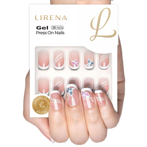 Butterfly French medium squoval soft gel press-on nails
