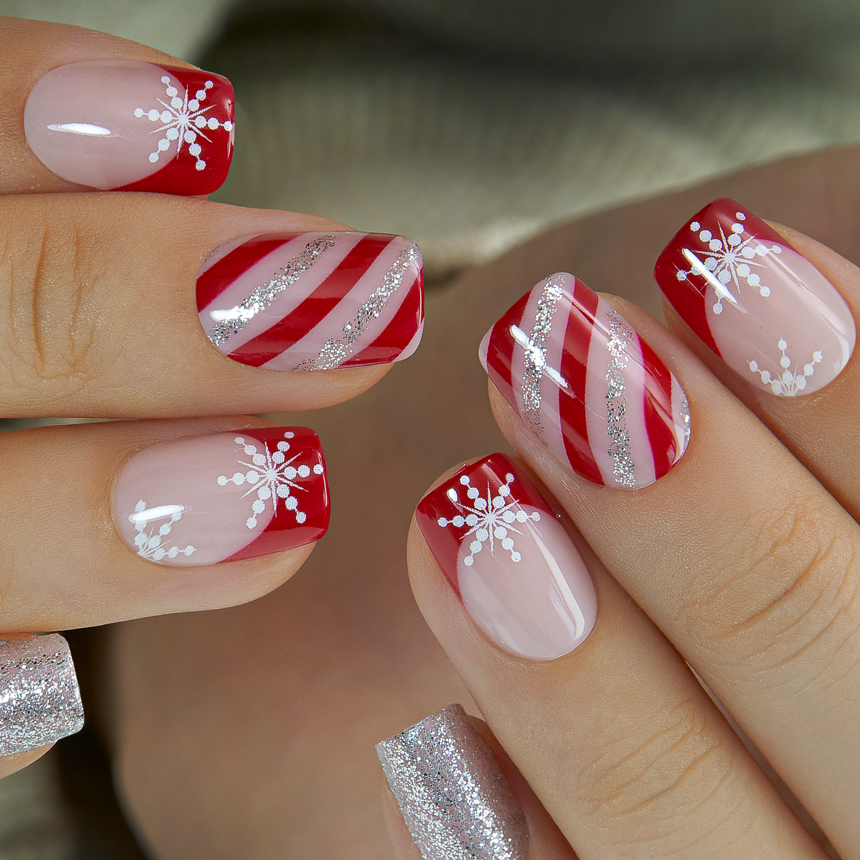 Candy Flake short squoval press-on nails