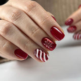 Candy Snow short squoval press-on nails from the side
