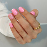 Candy Stripe Rs squoval press-on nail set with accessories