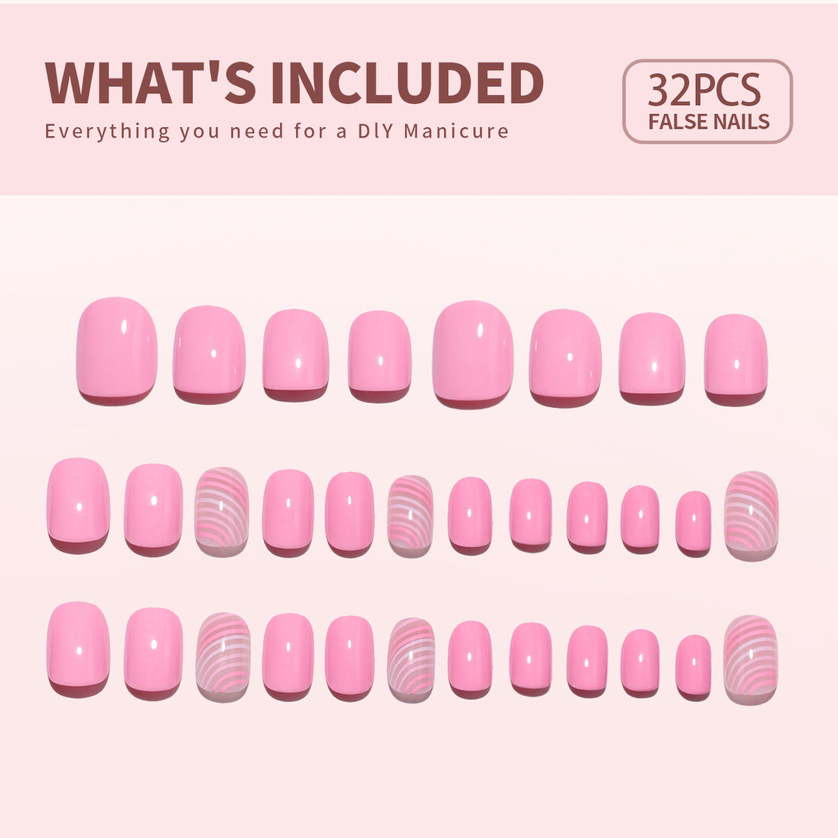 Candy Stripe Rs squoval press-on nail size guide