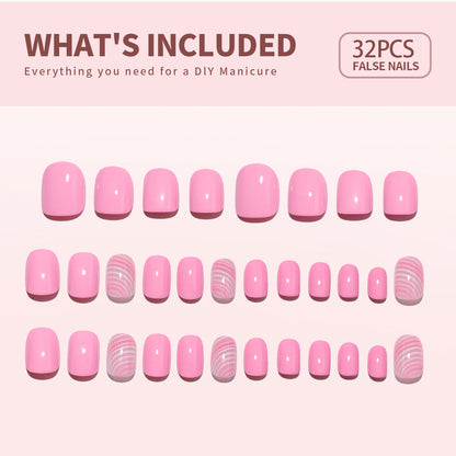 Candy Stripe Rs squoval press-on nail size guide