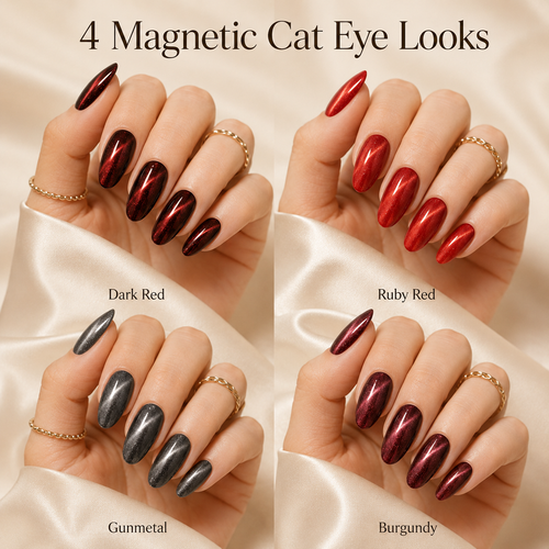 Red Oval Short press-on nails by Lirenail - front view