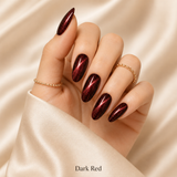 Red Oval Short press-on nails by Lirenail - detail view
