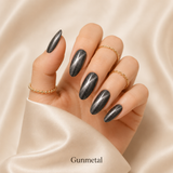 Red Oval Short press-on nails by Lirenail - side view
