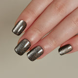 Charcoal Glitter short squoval nail detail