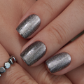 Charcoal Glitter short squoval press-on nails