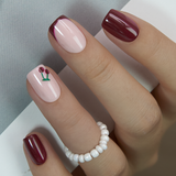 Cherry Blush short squoval nail detail