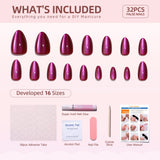 Cherry Chrome short almond press-on nail set with accessories