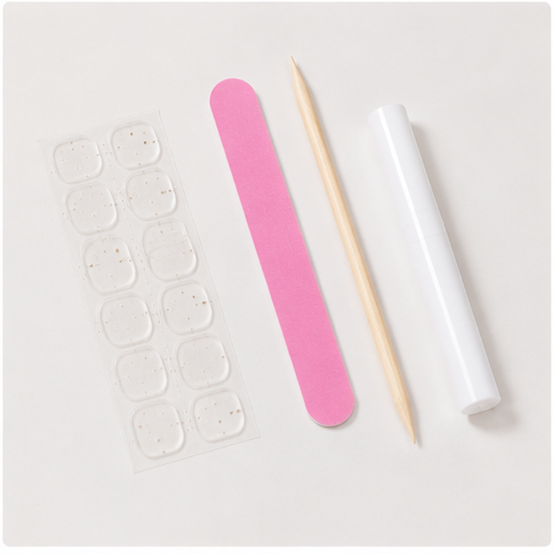 Cherry Red Cat Eye short square press-on nail set with accessories