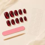 Cherry Red Cat Eye short square press-on nail size guide