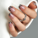 Chic Brown short squoval nail detail