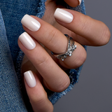 Chic Mickey Gray short squoval Style 2 press-on nails from the side