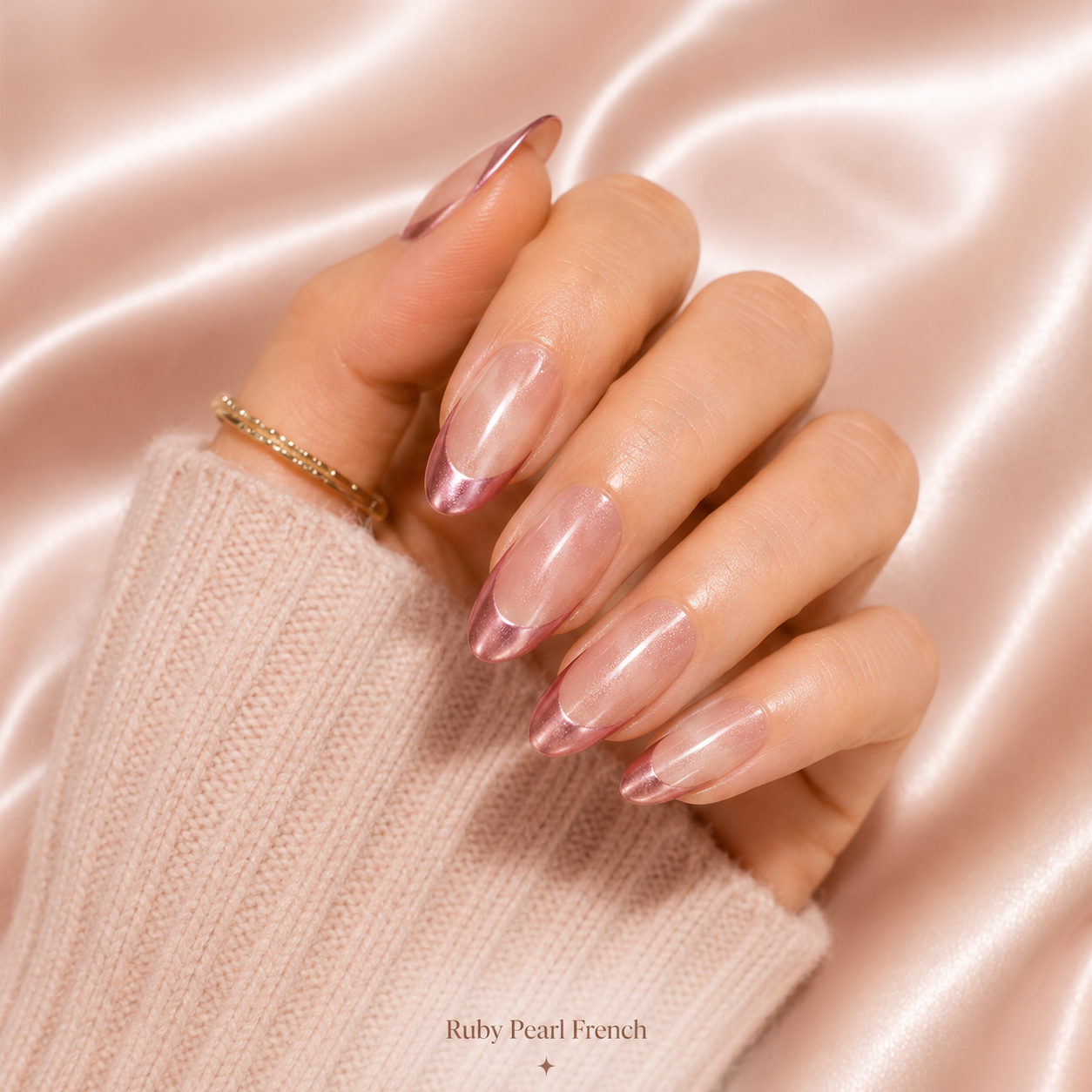 Chrome Cat Eye French press-on nail set nail detail