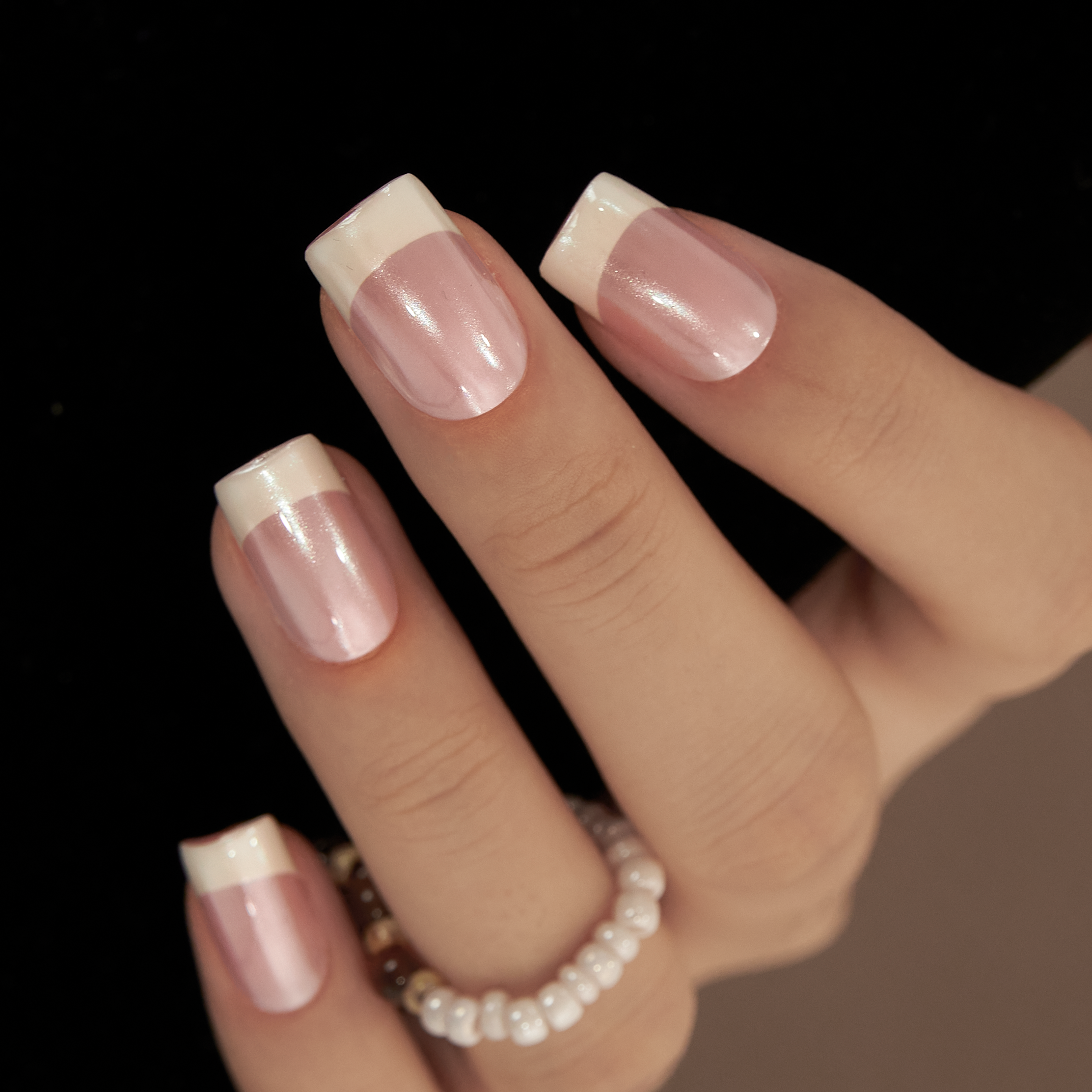 Classic French medium squoval press-on nails