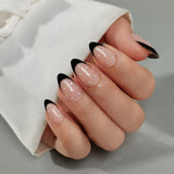Classic Polka short almond nail detail