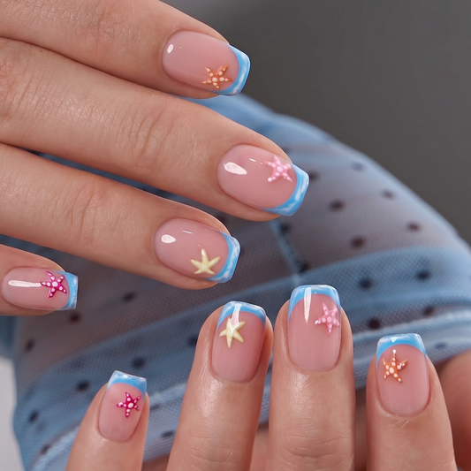 Coastal Star S Squoval short squoval press-on nails