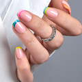 Colorful French short squoval press-on nails