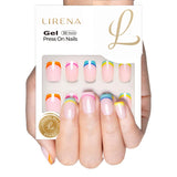 Colorful French short squoval soft gel press-on nails