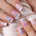 Coral Charm S Square square press-on nails