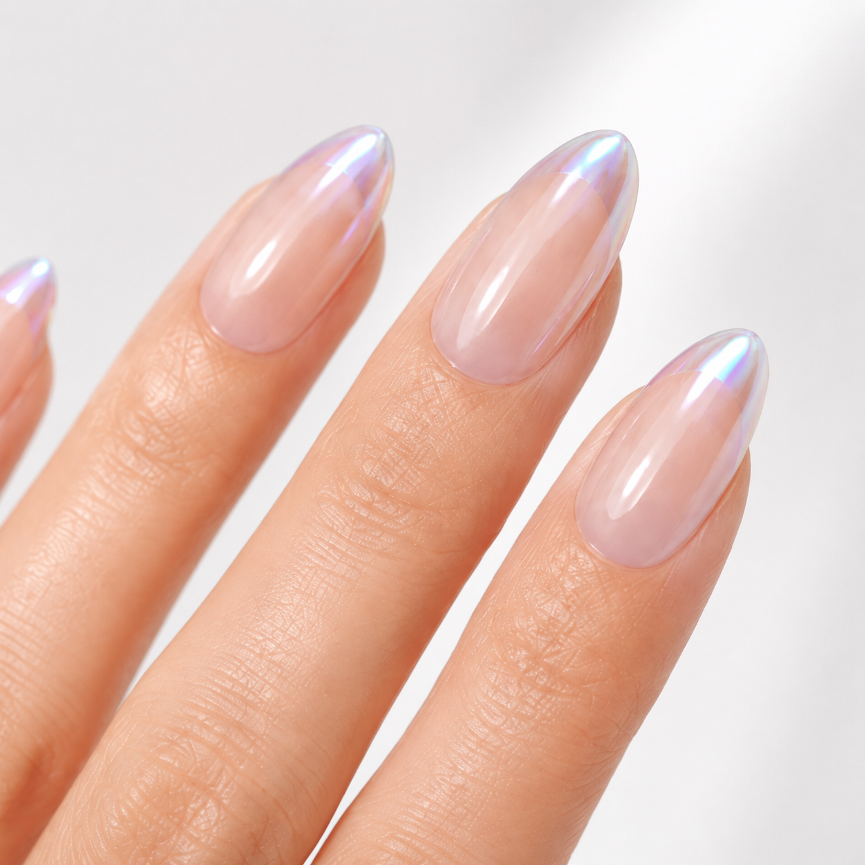 Cosmic Aurora French press-on nails from the side
