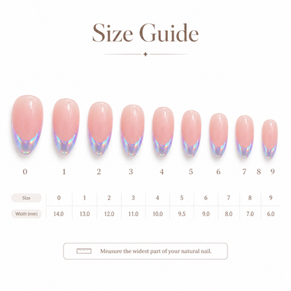 Cosmic Aurora French press-on nail size guide
