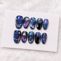 Black Almond Long press-on nails by Lirenail - detail view