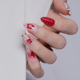Designer s Pick | Crimson Blossom S Almond almond press-on nails