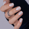 Crystal Blanc short squoval press-on nails