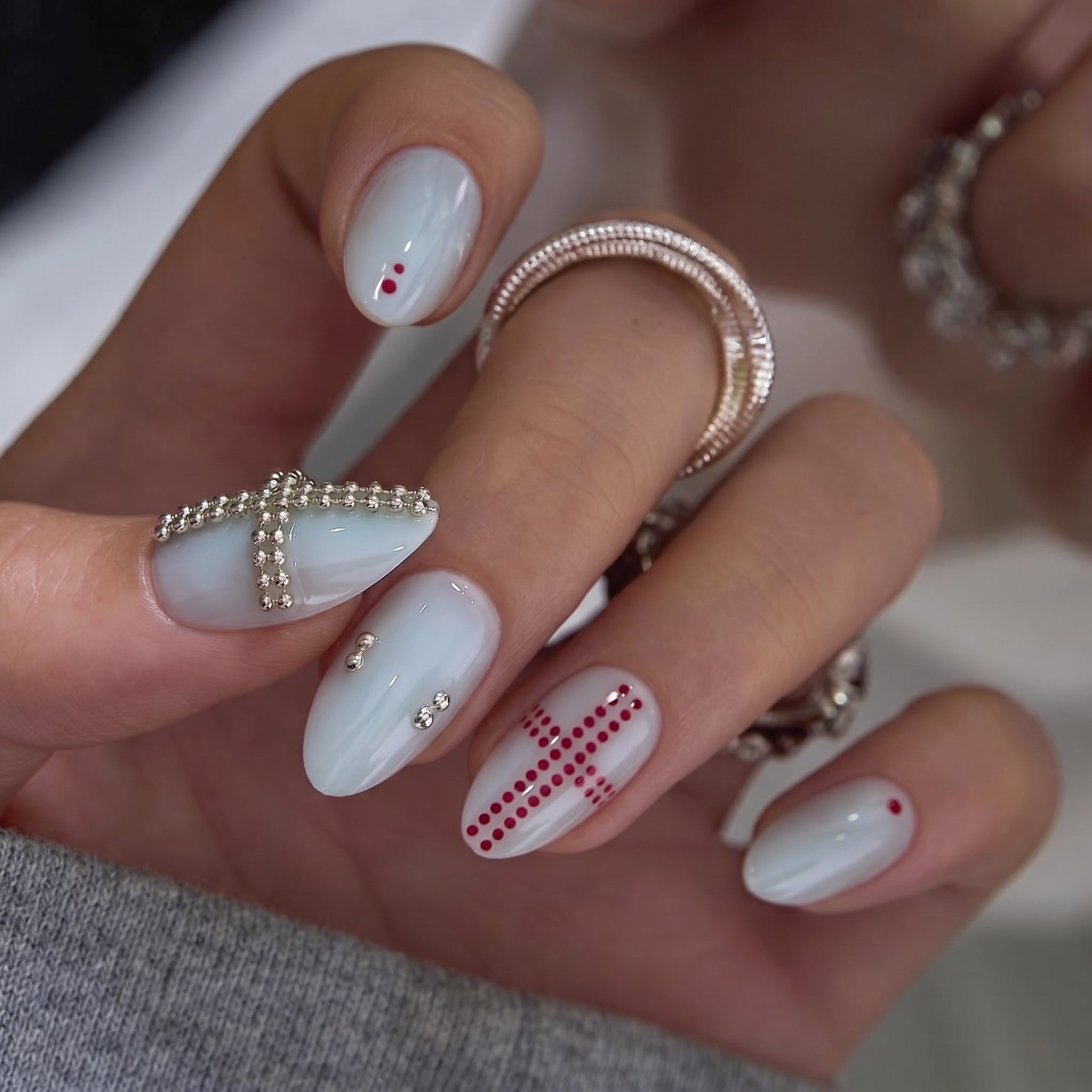 Crystal Breeze S Almond short almond press-on nails