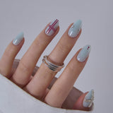 Crystal Breeze S Almond short almond press-on nails